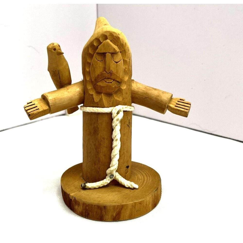 Vintage Folk Art Saint Francis Wood Carving Joseph Archuleta 2002 Signed